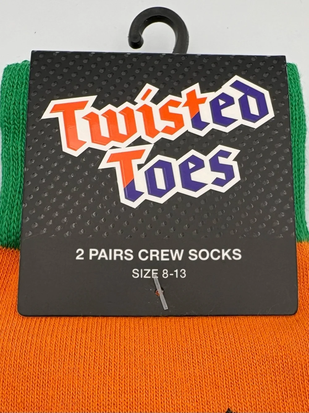 Twisted Toes Men's Halloween Crew Socks - Orange & Gray (2-Pack)